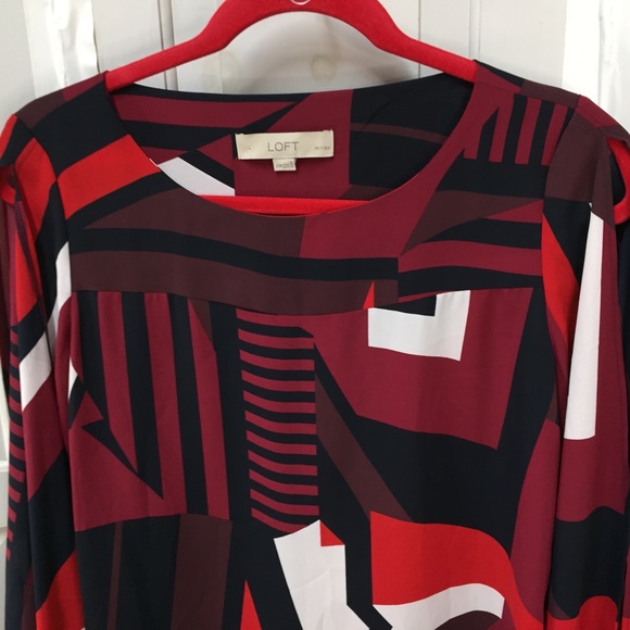 LOFT Long Sleeve Geometric Blouse - Picture 9 of 14